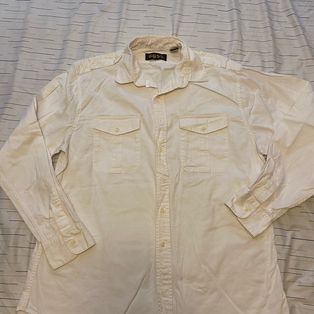 Hugo Boss White Casual Button Down Shirt